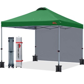 MASTERCANOPY 10x10 Durable Pop Up Canopy Tent with 1 Sidewall, Forest Green