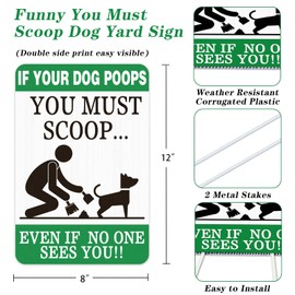 WhatSign No Dog Poop Sign - Double Side 12" x 8" No Peeing Dog Signs for Yard Keep Dogs Off Please Clean Pick Up Your Dogs Poop Yard Sign with Stakes