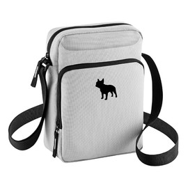 French Bulldog Dog Walking Crossbody Bag – Practical Dog Walker Pouch with Multiple Compartments – Hands-Free Dog Accessory Bag – Adjustable Strap – Gift for Dog Lovers (Light Grey)
