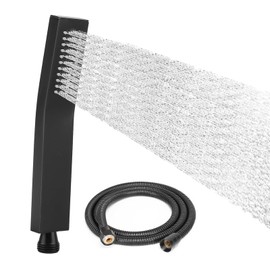 BDHYYM Shower Head Water Saving Square Black Hand Shower with 1.5 m Hose, 44 Anti-Clogging Nozzles, Suitable for Bathrooms, Toilets