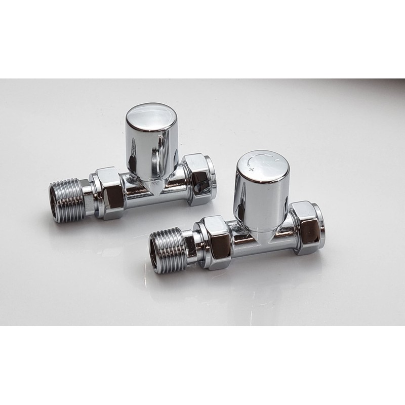 Manissa Milano Straight Chrome Towel Rail Valves 1/2" /15mm Radiator