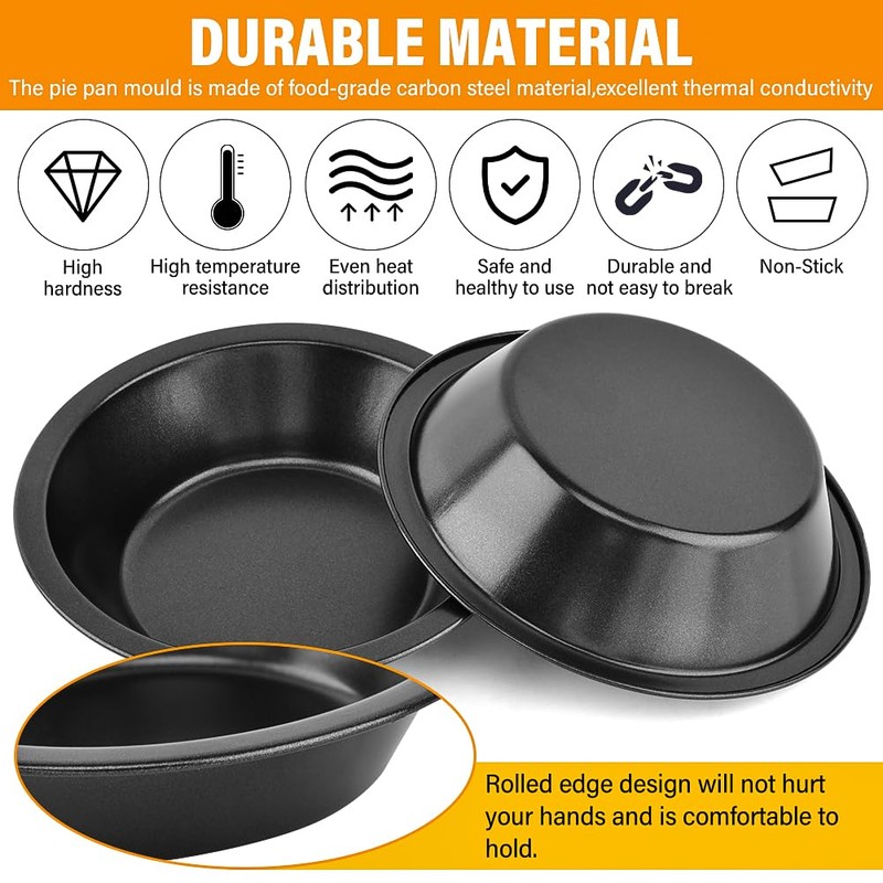 Bibabala 12pcs 5inch Desserts Black Tarts For Baking Round Tin,