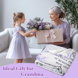 HEIFAM Grandma Gifts, Gifts for Grandma, Purple Fleece Blanket, Grandma Birthday Gifts, Blanket Gifts for Grandma from Grandchildren, Holiday, Christmas, Thanksgiving Gifts for Her, 50" x60