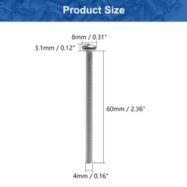 MroMax 30Pcs M4-0.7x60mm Pan Head Phillips Machine Screws 304 Stainless Steel Metric Cross Head Screws Bolts Fasteners Fully Threaded Replacement Screw for Knob Pull Home Repairs