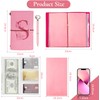 Initials PU Leather Notebook with Pen, Pink Refillable Diary for