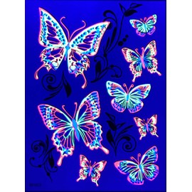 Blacklight Glow Party Temporary Tattoo-1 Sheet -Buttterfly