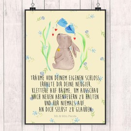 Mr. & Mrs. Panda DIN A4 Poster Rabbit Flower - Easter Gifts, Easter Decoration, Gift, Easter Bunny, Design Poster, Christening, Picture, Kitchen Poster, Hand Painted