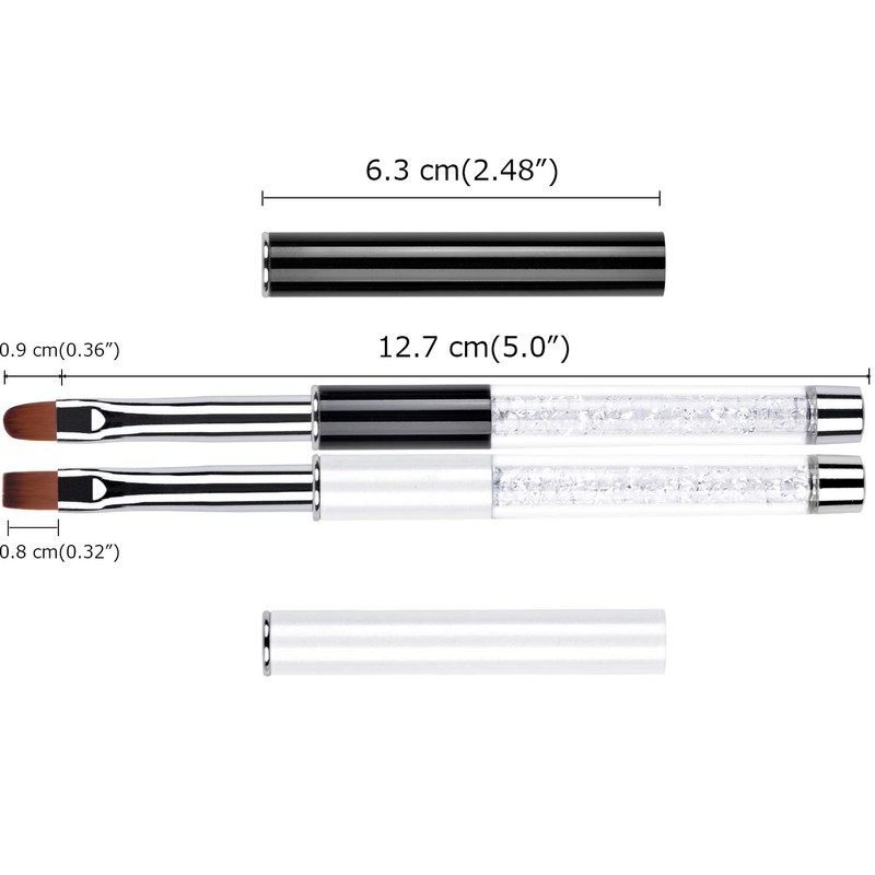 Ycyan 2Pcs Oval & Flat UV Builder Gel Nail Brush