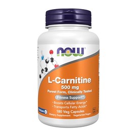 NOW L-Carnitine 500mg, 180 Veg Capsules                                                                                                               