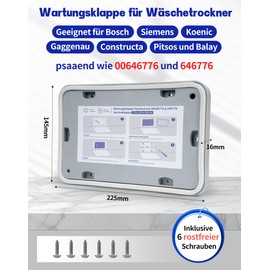Maintenance Flap for Siemens Dryer Service Flap for Bosch - Replacement for Siemens IQ300 IQ500 IQ700 IQ800 & for Bosch Series 6 Series 8 MAXX7 Tumble Dryer Flap 646776 00646776 for Heat Pump Dryers