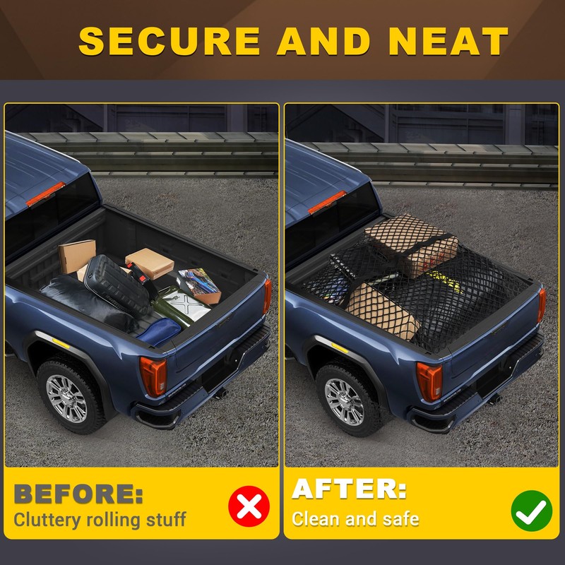 BUMBEE Truck Bed Cargo Net, Highly Elastic Double-Layered Stretchable up