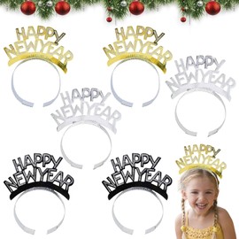 Pack of 6 Headbands, Happy New Year Headband, New Year's Eve Headband, Glitter Headband, New Year's Eve Decoration 2024, Happy New Year Headpiece for New Year's Eve Party Hair Accessories