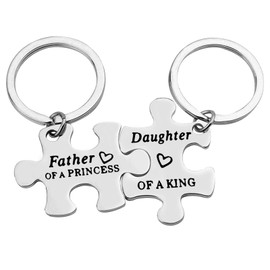 ORUZA Father Daughter Keyring Set Dad Keyring Gifts from Daughter Father of a Princess Daughter of a King Thanksgiving Father's Day Christmas Birthday Gifts from Daughter