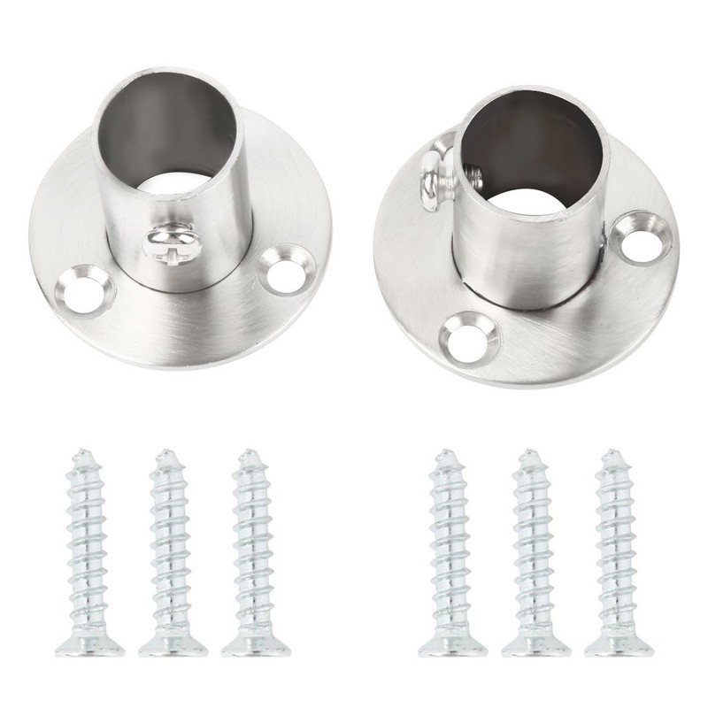 Sourcingmap Stainless Steel Cabinet Clothes Closet Rod Bracket Holder Flange