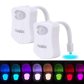 xkaiabc Toilet Light, Motion Sensor Night Light, Toilet Lights Inside Toilet, Bathroom Night Light 8 Colors Toilet Night Light Motion Activated, Toilet Bowl Light for Kids Bathroom Decor