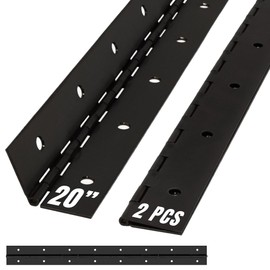 20 Inch Black Heavy Duty Piano Hinge Continuous Stainless Steel 304 (2-Pack), Surface Mount Cabinet Hinges Matte Black 20"x2" for Counter Flap, Workshop Storage & File Cabinet, Rustproof