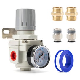 EBEIZZI 1/2" NPT Air Pressure Regulator | Air Regulator for Compressor|Air Compressor Regulator |Air Drying System |150 psi Steel-Protected Gauge