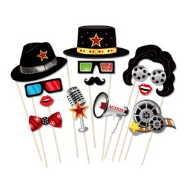 25 Pcs Movie Night Photo Booth Props for Movie Night Party Decoration Supplies, Movies Nights Theme Selfie Props Photography Backdrop Decorations for Movies Nights Party Supplies