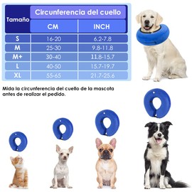 SlowTon Collar Isabelino para Perro, Cono Inflable de Recuperación para Grande Pequeña Perros o Gatos, Ajustable Suave Dona Isabelina Post Cirugía, Evitar Mordida y Arañazo, con Inflator (Azul, L)