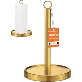 Paper Towel Holder Stainless Steel Weighted Base Paper Towel Holder for Kitchen Bathroom Farmhouse Decor Accessories, Gold