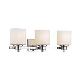 Chloe Lighting SOLBI Contemporary 3 Light Chrome Finish Bath Vanity Wall Fixture White Alabaster Glass 24" Wide