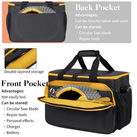 TUSIASC Carry Bag Compatible with DEWALT 20V MAX Circular Saw DCS391B/DCS565B/DCS574B/DCS570B/DCS573B Portable Storage Bag for Skil 5280-01 15 Amp 7-1/4 Inch Circular Saw,with Pockets(Case Only)