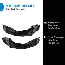 TRQ Front Inner Fender Liner Set Compatible with 2008-2015 Mitsubishi Lancer MI1248123 MI1249123