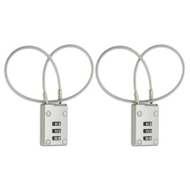 PATIKIL 3 Digit Cable Combination Lock, 2 Cable Locks with Combination 11.8" Steel Rope for Gym Bike, Cabinet, Wardrobe, Small Fence, Silver