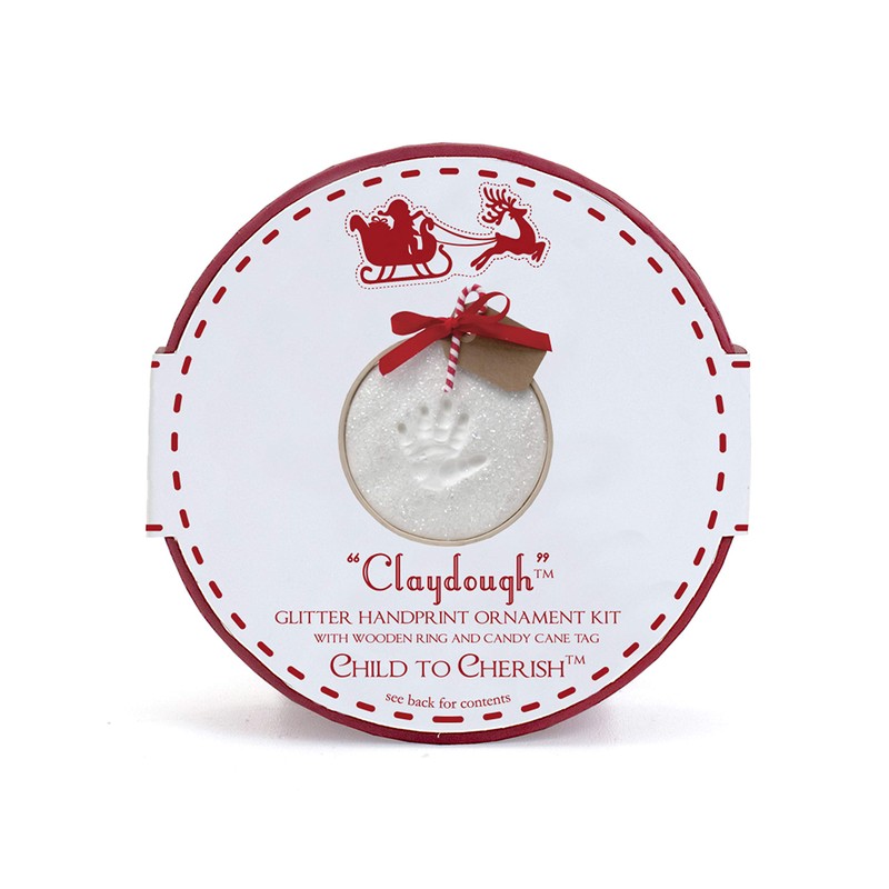 Child to Cherish Claydough, Glitter Baby Handprint First Christmas Ornament