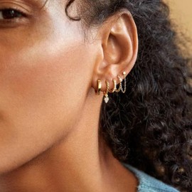 5Pairs Gold Earrings Sets Dainty Huggie Hoop Earrings Flat Back Stud Earrings Small Cartilage Hoop Earrings Trendy Earrings for Women