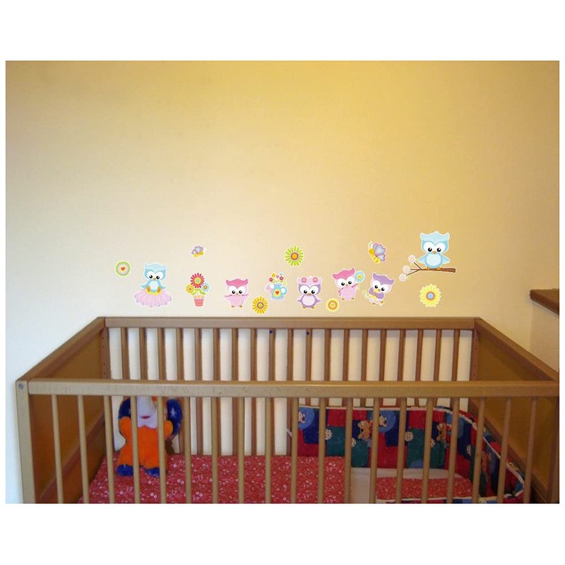 15 Piece Cute Owls Wall Sticker Set for Children's Bedroom