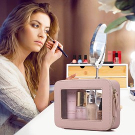 Pinkmik Clear Makeup Bag for Women Waterproof Travel Cosmetics and Toiletries Case Portable Makeup Oaganizer Bag Clear Car Bag with Zipper