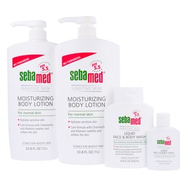 SEBAMED MOISTURIZING BODY LOTION WITH FACE & BODY WASH AND TRAVEL WASH