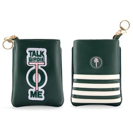 PINKTEE Golf Bags, Valuables Bag, Leather Pouch Bag for Golf Tees, Golf Ball, Golf Accessories, Green (Talk Birdie to ME)