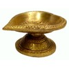 Purpledip Brass Diya Sacred Leaf: Spiritual Deepak for Home Temple(10235)