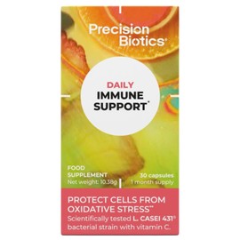 PrecisionBiotics Daily Immune Support - Daily Gut Health Probiotics Supplement - L.CASEI 431 Bacterial Culture Strains + Vitamin C - 30 Capsules