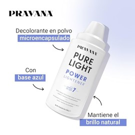 PRAVANA Pure Light Power Lightener, Polvo Decolorante Profesional con Base Violeta, Hasta 7 Niveles de Aclaración para Balayage y Limpieza de Color, Fórmula Anti-Amarillo, 709.7ml