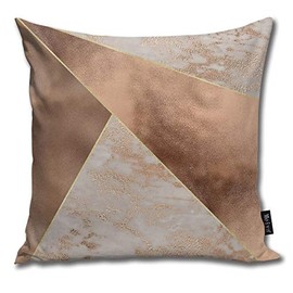 Sotyi-ltd Copper Foil And Blush Rose Gold Marble Triangles Pillow cover Throw pillowcase Decorative Cushion Cover Gift for Birthday Wedding Couple Anniversary Graduation 18x18 inches