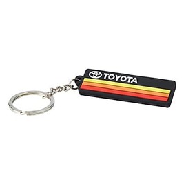 Toyota Stripes Rubber Key Ring, Black with Multicolor Design, (TO154300)