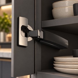 35mm Soft-Close Cabinet Hinges for Kitchen & Furniture – Black Hydraulic Half or Full Overlay Hinges, 2-Pack