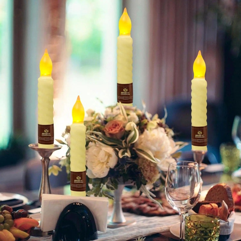 6.5 Inch Yellow LED Flickering Flameless Pillar Taper Candles Remote