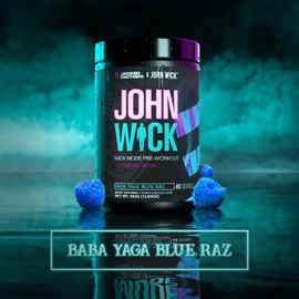 Jacked Factory X John Wick - Wick Mode Pre Workout Powder - Intense Energy, Battle-Ready Focus, Unstoppable Commitment, and Sheer Will - 40 Servings, Baba Yaga Blue Raz