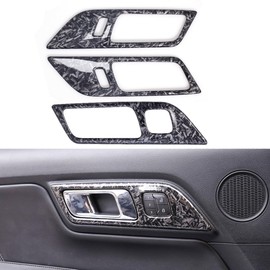 YINGTUU for Ford Mustang Accessories 2015-2025 Handle Switch Frame Cover Door Lock Button Decals 3Pieces (Forged Carbon Grain)