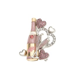 MADISON TYLER Valentines Cute Cheer Goblet Brooch | Pave Pink Rhinestone Heart XOXO Wine Cup Glass Jewelry for Her | Couples Gifts for Backpacks Valentines