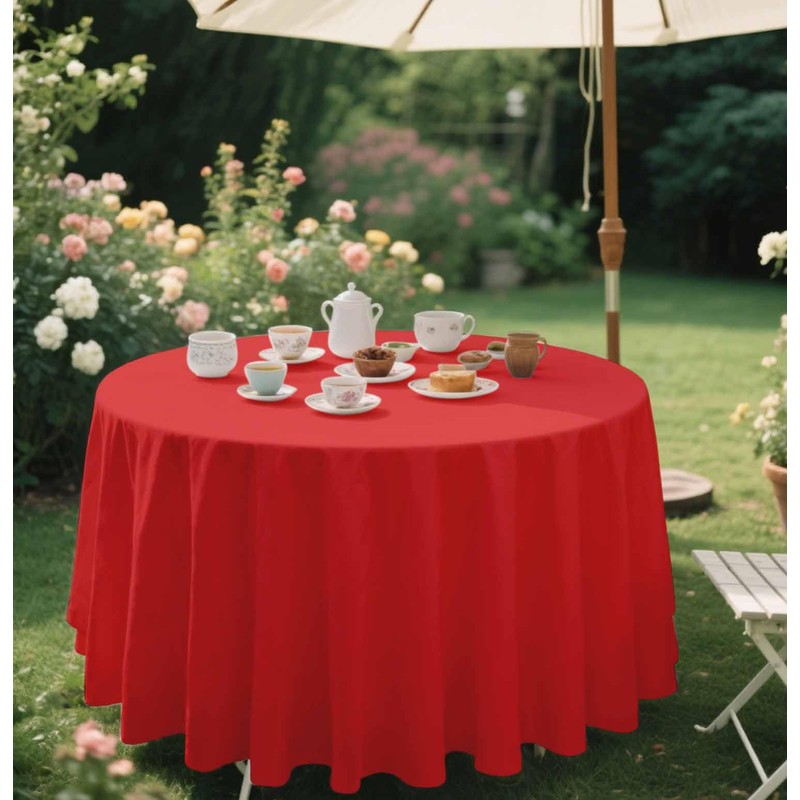SietDESEO 2 Pack Red Tablecloth Round 84 x 84 Plastic