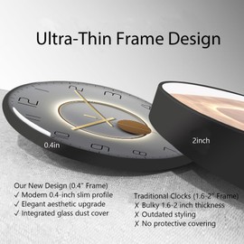 Master Pink Wall Clock, 12 Inch Modern Wall Clock, Silent Non-Ticking Quartz Glass Clock, Art Deco Clock with Large Numerals for Living Room, Bedroom, Classroom, Office (Gold)