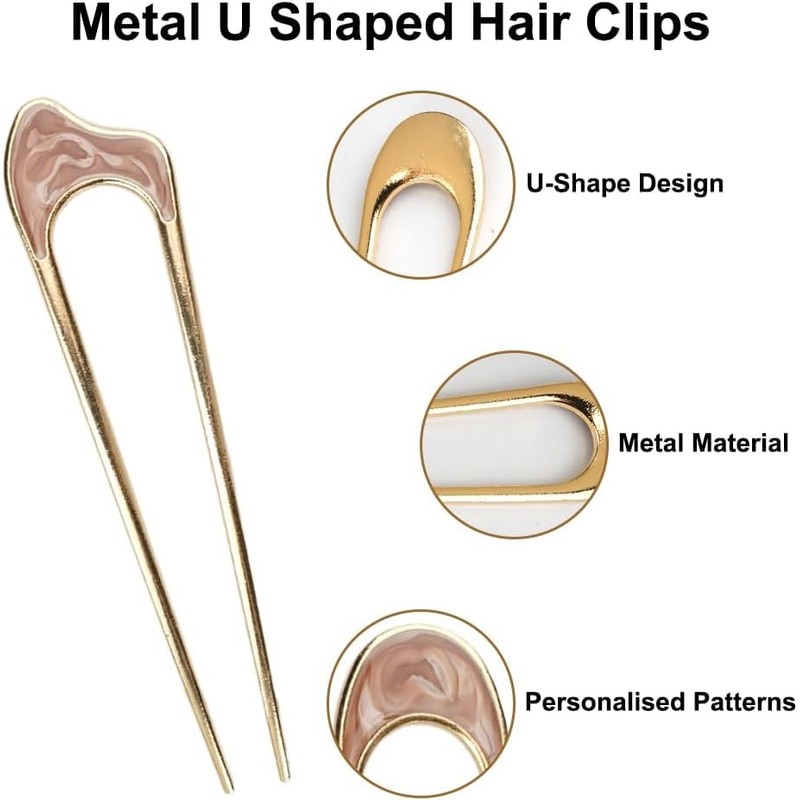 Yeanifeana 2 Piezas Horquillas para el Cabello Forma U Pinza