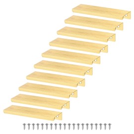 M METERXITY 10-Pack Cabinets Drawers Edge Pulls, 3.15" Aluminum Drawer Edge Pulls Concealed Tab Handle for Wardrobe/Kitchen Drawers/Cabinet Doors/Furniture [Brushed Gold]