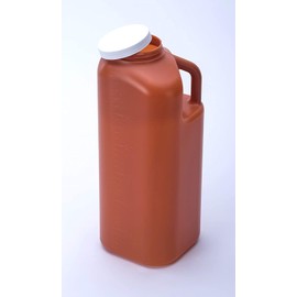 Large Male Urinal with Leak Proof Screw Cap Lid (3000 mL or 101 oz.) (Amber Color)