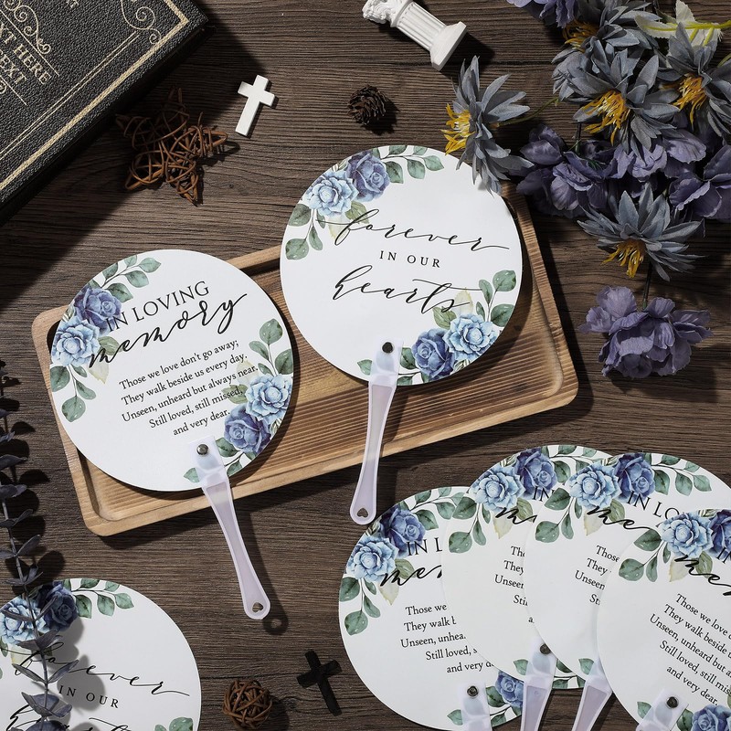 Teling 100 Pcs Funeral Favors Round Fans Bulk Plastic Handheld